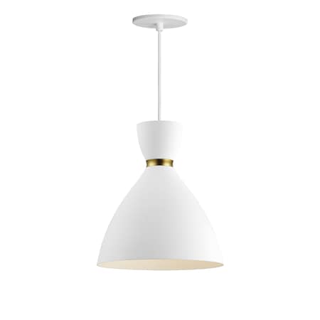 Maxim Lighting Carillon 11'' Mini Pendant, White/Satin Brass 11302WTSBR